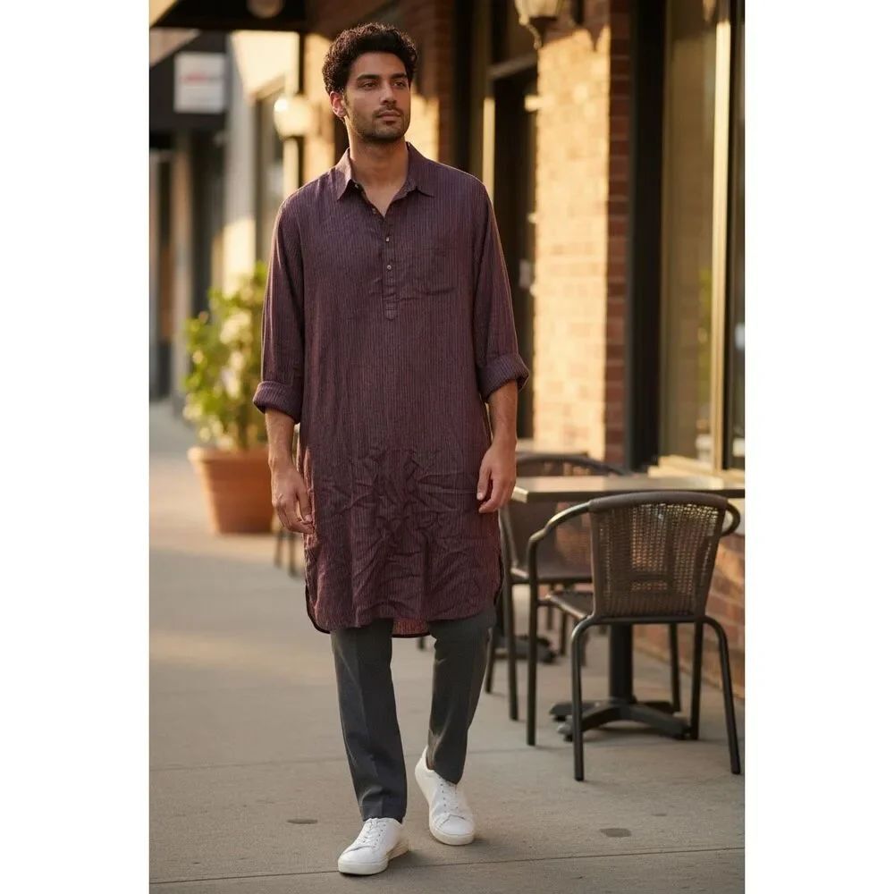 ✨Fabindia Silk Hand Block Printed Slim Fit Long Sz 38 Kurta✨